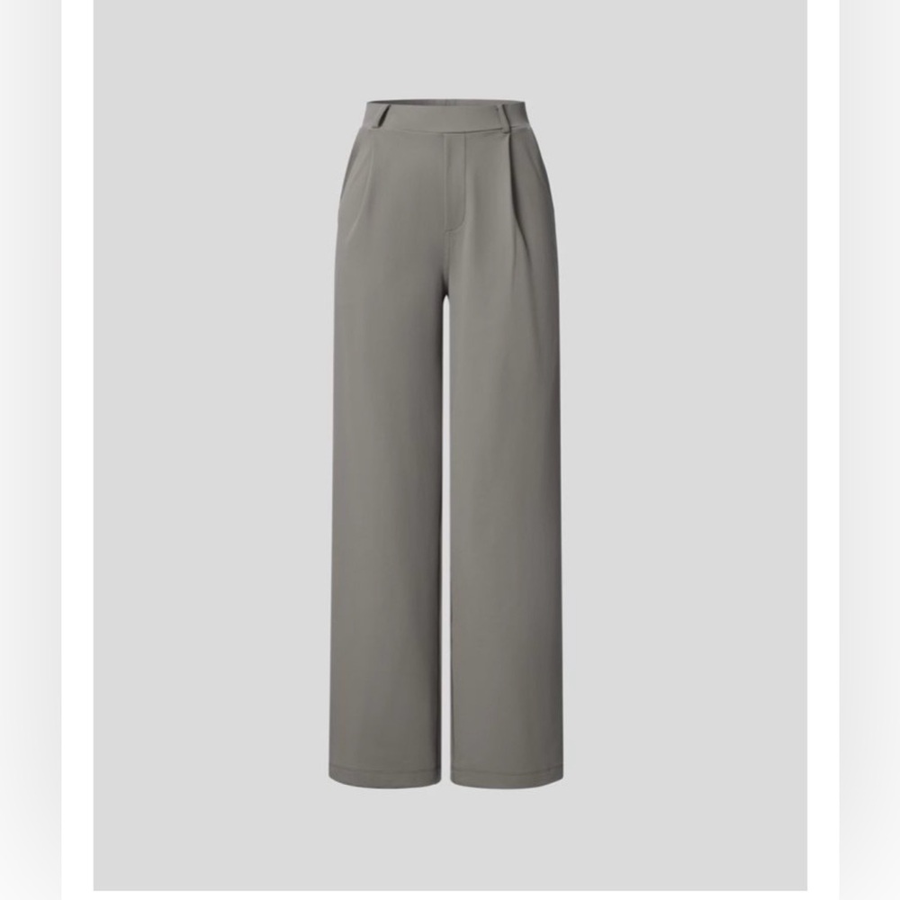 Halara Pants Womens Small Petite Gray Wide Leg Athleisure Stretch Pockets New